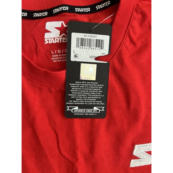Starter Size Large NWT Logo Graffic Sleeveless Athletic Shirt Red - Picture 6 of 7